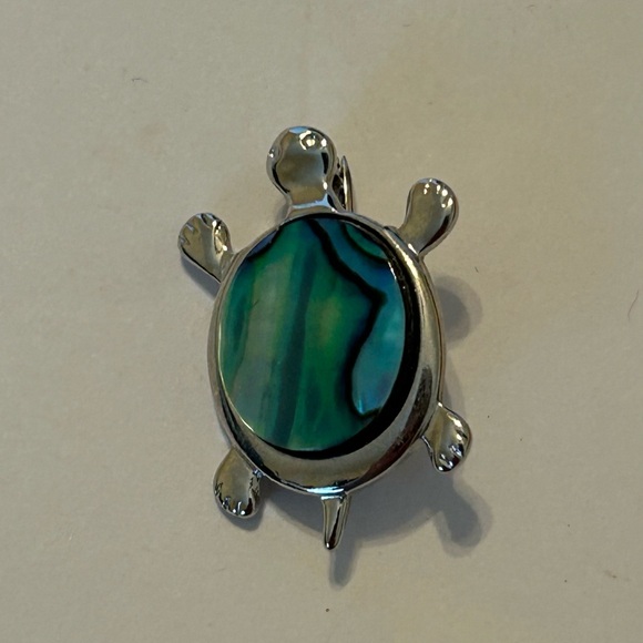 Jewelry - Vintage Vibrant Simulated Abalone Turtle Brooch Pin Silver Tone